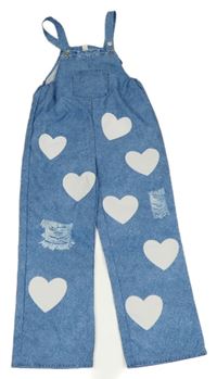 Modré laclové kalhoty se srdíčky 