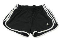 Černé sportovní funkční kraťasy s pruhy a logem Adidas 