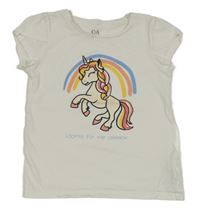 Bílé tričko s jednorožcem C&A