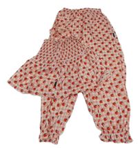 2set - Lososovo-bílé kostkované plátěné kalhoty + žabičkový top s rajčaty 