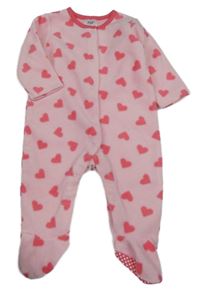 Světlerůžový fleecový overal se srdíčky F&F