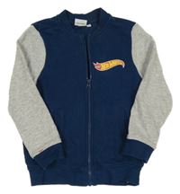 Petrolejovo-šedá propínací mikina s Hot Wheels