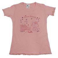 Světlerůžové tričko s kočkou 