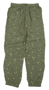 Khaki srdíčkované harémové kalhoty H&M