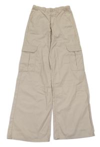 Béžové plátěné cargo cuff kalhoty H&M