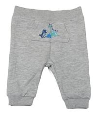 Šedé cuff tepláky s dinosaury Pocopiano
