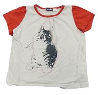 Bílo-červené tričko s kočičkou lupilu