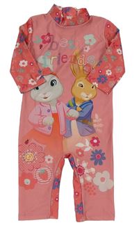 Růžovo-jahodový UV overal s králíčky - Peter Rabbit Tu