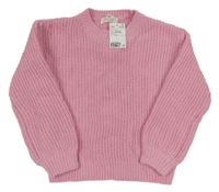 Nové - růžový žebrovaný žinylkový svetr H&M