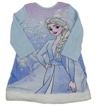 Světlemodro-modro-lila-bílá plyšová noční košile s Elsou George