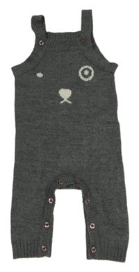 Tmavošedé melírované pletené laclové kalhoty s čumáčkem BLUEDOG BABY