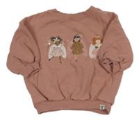 Starorůžová oversize mikina s vílami Next