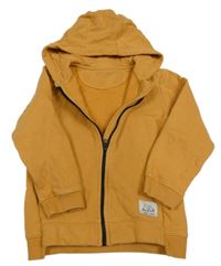 Medová propínací mikina s nášivkou a kapucí Nutmeg