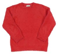 Červený chlupatý svetr Matalan