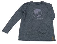 Tmavomodré melírované triko s potiskem YIGGA