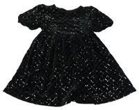 Černé kárované/flitrové sametové šaty St. Bernard