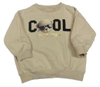 Béžová oversize mikina s medvídkem a nápisy F&F