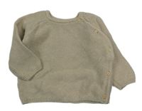 Béžový melírovaný pletený propínací svetr H&M