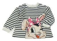 Bílo-černá pruhovaná mikina se zajíčkem SHEIN