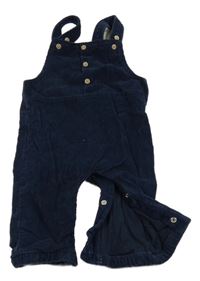 Tmavomodré manšestrové laclové podšité kalhoty Tu