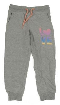 Šedé melírované tepláky s nápisem a srdíčkem lupilu