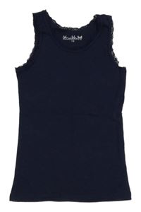 Tmavomodrý top s krajkou POCOPIANO
