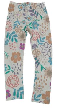 Smetanové žebrované legíny s kytičkami St. Bernard