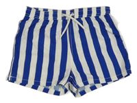 Safírovo-bílé pruhované plážové kraťasy