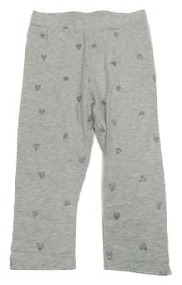 Světlešedé melírované capri legíny se stříbrnými srdíčky H&M