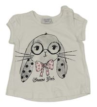 Bílé tričko s králíčkem s kamínky Breeze Girls