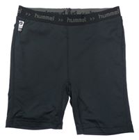 Černé funkční sportovní elastické kraťasy s logy hummel