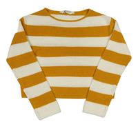 Okrovo-bílý pruhovaný crop svetr H&M