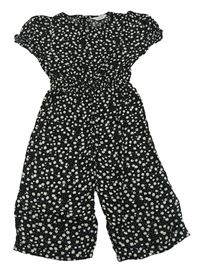 Černý květovaný lehký culottes overal Primark
