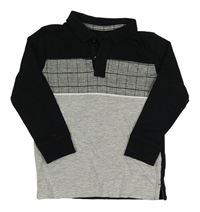 Černo-šedo-kostkované polo triko George