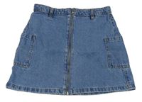 Modrá riflová propínací sukně s kapsami Denim