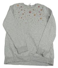 Šedá melírovaná tepláková šatová tunika s hvězdami H&M