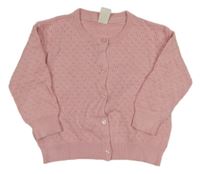 Růžový perforovaný propínací svetr H&M