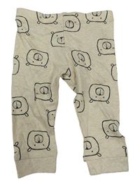 Béžové melírované lehké tepláky s medvědy F&F