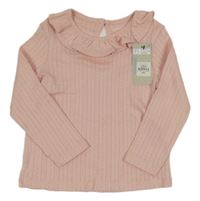 Nové - Růžové perforované triko s límečkem Primark