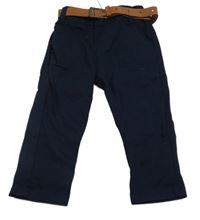 Tmavomodré plátěné kalhoty