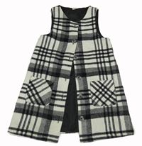 Světlešedo-černé kostkované vlněné propínací šaty F&F