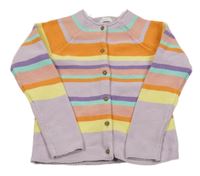 Lila-barevný pruhovaný propínací svetr Next