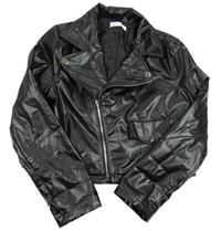 Černá koženková podšitá bunda - křivák Shein