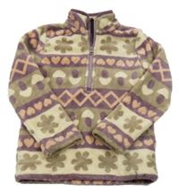 Béžovo-hnědo-fialová vzorovaná chlupatá mikina Kuniboo