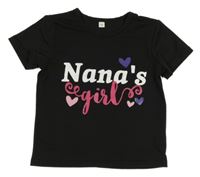 Černé tričko s nápisem a srdíčky