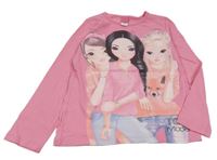 Růžové triko s dívkami
