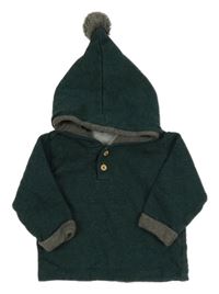 Tmavozelená mikina s knoflíky a kapucí H&M