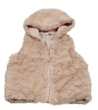 Růžová kožešinová zateplená vesta s kapucí Jasper Conran