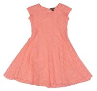 Neonově růžové krajkové šaty Primark