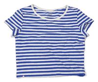Bílo-modré pruhované crop tričko H&M